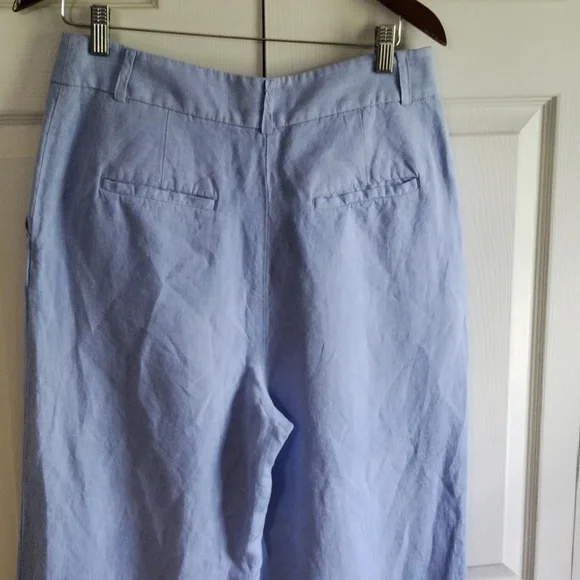 Loft wide leg 100 Linen ZIP front pants size 8 P - Picture 7 of 9